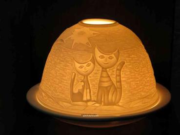 Starlight Windlicht Nr. 470, Katze, Lithophanie, Porzellan-Windlicht