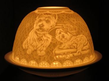 Starlight Windlicht Nr. 412, West Highland White Terrier, Porzellan Windlicht