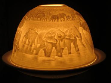 Starlight Windlicht 453, Elefanten, Porzellan Windlicht