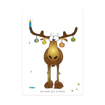 Postkarte Rentier mit Weihnachtskugeln, Der kleine Yogi®