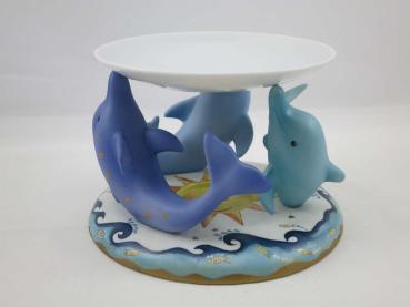 Stimmungsvoller Teelichthalter Porzellan Delfine 