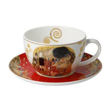 Der Kuss rot, Tasse, Tee- / Cappuccinotasse, Gustav Klimt