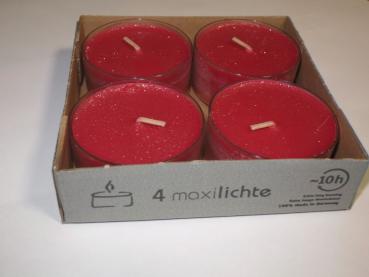 Teelicht MAXI lights 4, Fb. rubin, Brenndauer 6-7 Std, Sonderedition, Kerzen Wenzel