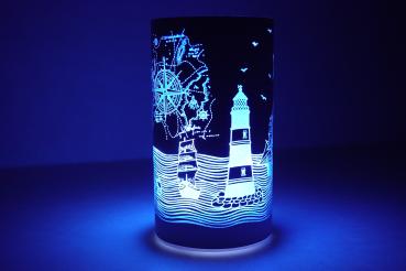 Preview: Glas Windlicht Twinkle, MOIN Leuchtturm mit Segelschiffen, medium, HE 3564 Nr. 15