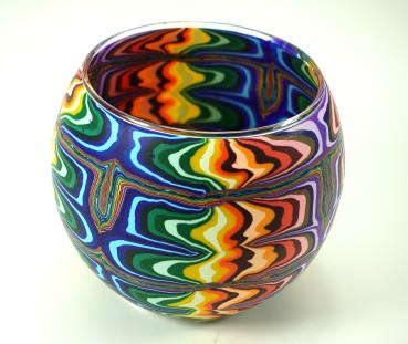 Preview: Leuchtglas Nr. 109009, bunter Farbverlauf, Windlicht, Hellmann GmbH, Erlangen