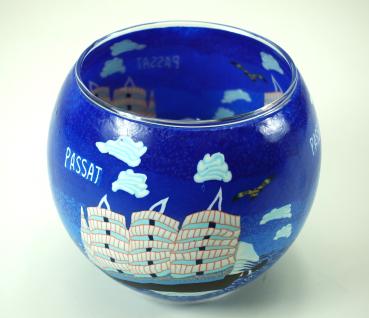 Leuchtglas Nr. 109469, Künstlermotiv Schiffe, Passat blau, Windlicht