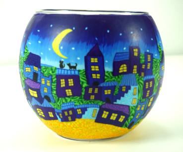 Leuchtglas Nr. 109799 Stadt im Mondlicht, Hellmann Erlangen