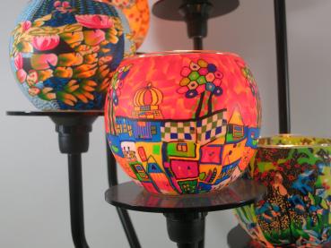 Lampe Leuchtglas Standleuchter berühmte Künstler, 6armig