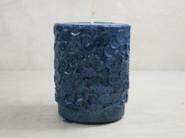 Kerze Safe Candle, Malia, Stumpenkerze, Farbe tiefseeblau, Größe 80/65 mm, Kerzen Wenzel