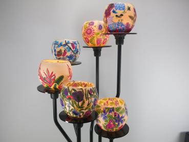 Preview: Lampe Leuchtglas Standleuchter Tropic Flower, 6armig