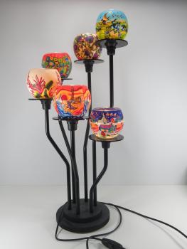 Lampe Leuchtglas Standleuchter Urlaubsträume, 6armig