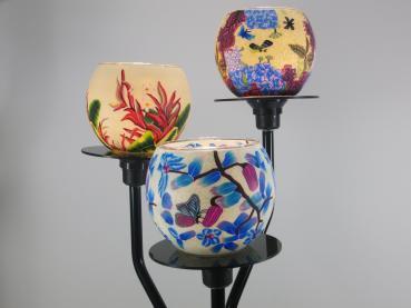 Preview: Lampe Leuchtglas Standleuchter Blumenzauber, 3armig