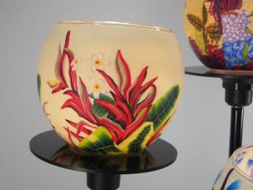 Preview: Lampe Leuchtglas Standleuchter Blumenzauber, 3armig