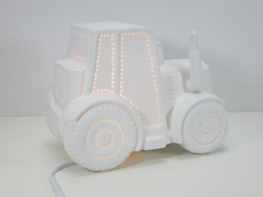 Porzellanlampe, Tischlampe Traktor, 30356, Kerzenfarm Hahn