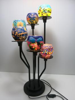 Lampe Leuchtglas Standleuchter Komposition in BLAU, 6armig