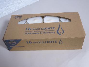 Teelicht MAXI lights, Fb. weiss / natur, Brenndauer 10 Std., Kerzen WenzelTeelicht MAXI lights, Fb. weiss, Brenndauer 10 Std., Kerzen Wenzel