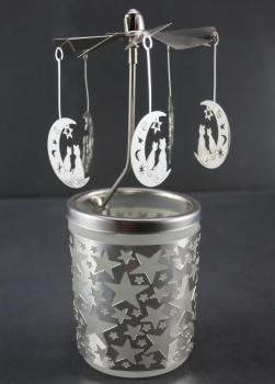 Glas Karussell Moon und Cat, Glas Karussell Windlicht