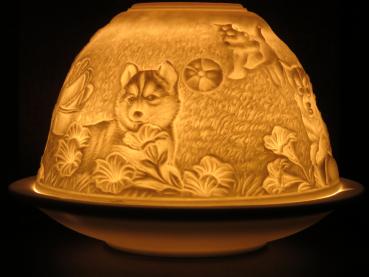 Starlight Windlicht Husky, Nordische Hunde Nr. 515, Porzellan Windlicht