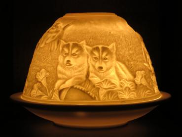Starlight Windlicht Husky, Nordische Hunde Nr. 515, Porzellan Windlicht
