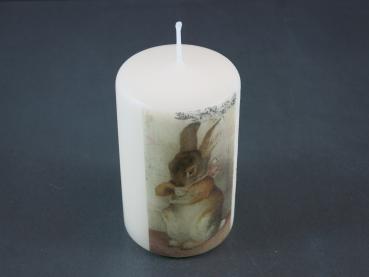 Kerze Hase Penelope, Farbe wollweiß, 36 Std., 100/60, Safe Candle, Kerzen Wenzel