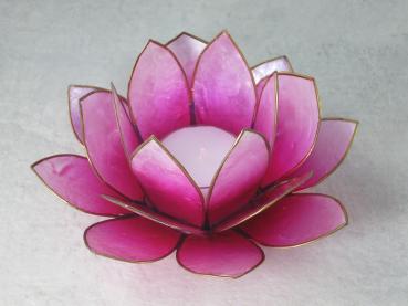 Lotuslicht, Lotusblüte als Teelichthalter, Farbe pink, Windlicht