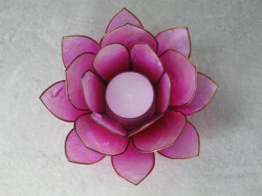 Lotuslicht, Lotusblüte als Teelichthalter, Farbe pink, Windlicht