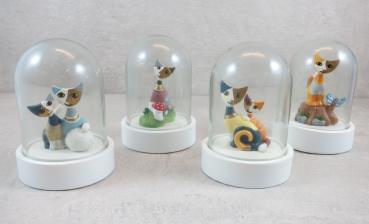 Goebel Porzellan Mini Katzen im Glasdom, 4er Set, Rosina Wachtmeister