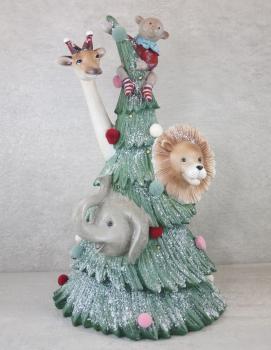 Weihnachtsbaum mit Tieren und mit Led Beleuchtung, Höhe 31,5 cm