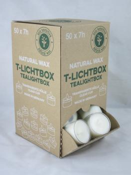 Teelichter Box Nature Lights Rapswachs, 50 Stück, Brenndauer 7 Std., Wenzel