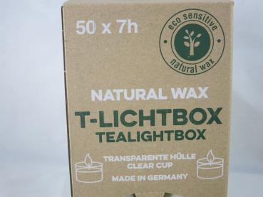 Teelichter Box Nature Lights Rapswachs, 50 Stück, Brenndauer 7 Std., Wenzel