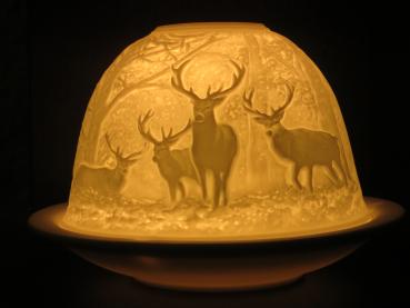 Dome Light Windlicht Hirsche im Wald, 32032, Kerzenfarm Hahn