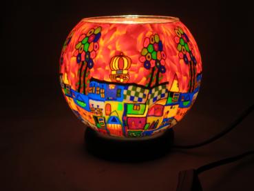 Preview: Lampe, Leuchtglas elektrisch, LED, X Large Nr. 290, Künstlermotiv rot