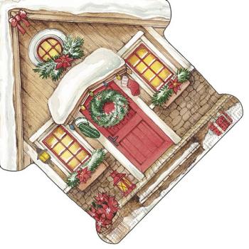 Servietten Geschmücktes Haus, FESTIVE HOUSE, gestanzt, Lunch Servietten, IHR Ideal