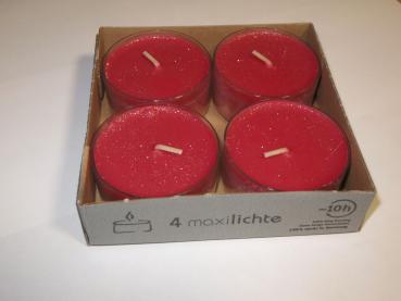 Teelicht MAXI lights 4, Fb. rubin, Brenndauer 6-7 Std, Sonderedition, Kerzen Wenzel