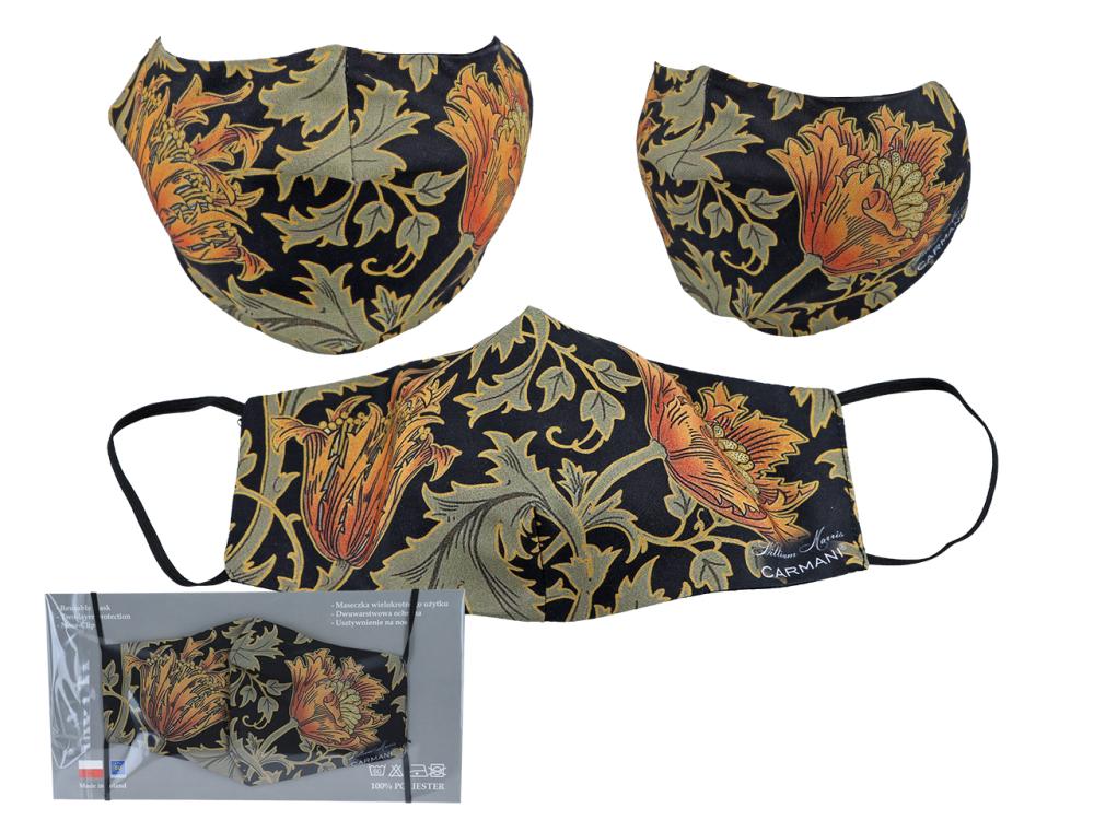 William Morris, Anemone black, Stoffmaske, Gesichtsmaske, Carmani®