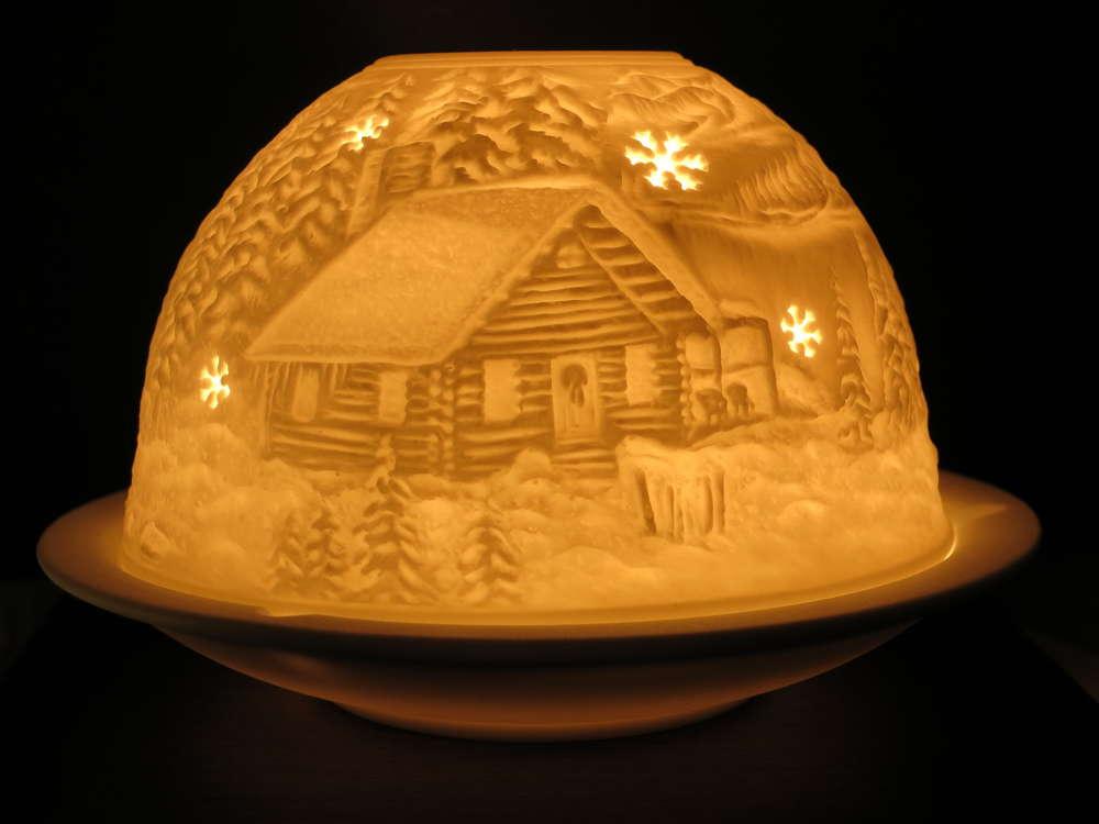 Starlight Windlicht Nr. 258, Blockhütte mit Rehen