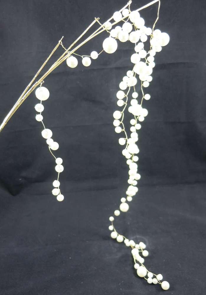 Zweig mit Perlen, Länge 60 cm, Dekozweig