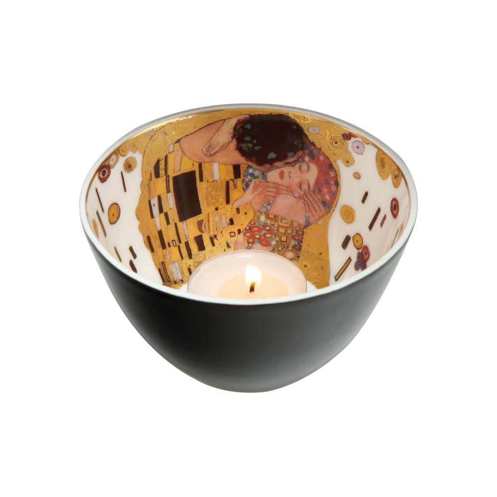 Windlicht, Teelichthalter Porzellan, Der Kuss, Gustav Klimt