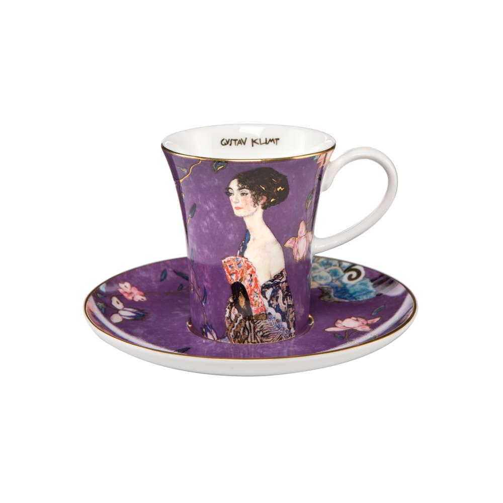 Dame mit Fächer, Espressotasse, Gustav Klimt