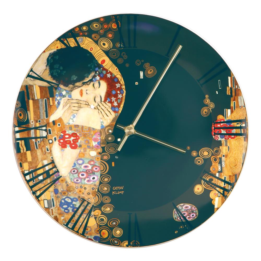 Wanduhr Der Kuss, Gustav Klimt, Porzellan mit Echtgoldauflage, Goebel Porzellan