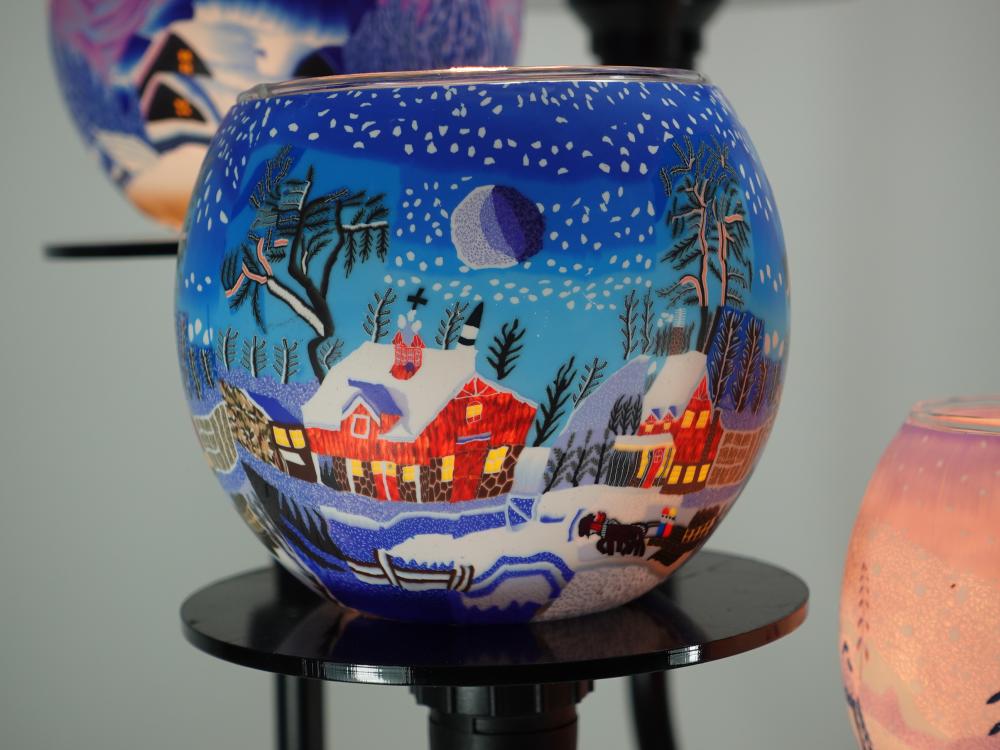 Lampe Leuchtglas Standleuchter Nordland, 6armig