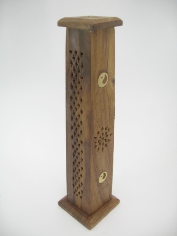 Räucherturm Yin Yang, Holz, 32 cm für Räucherstäbchen