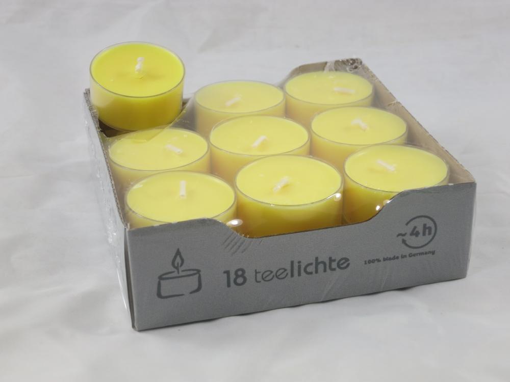 Teelicht Duft Citronella gelb, Brenndauer 4 Std., Kerzen Wenzel