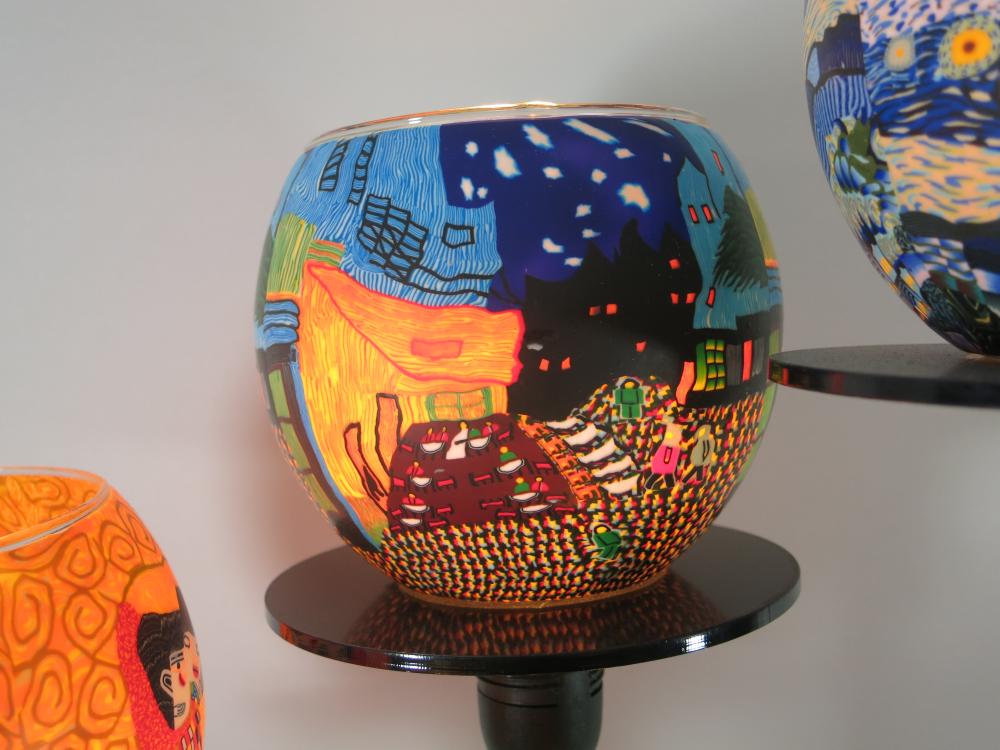 Lampe Leuchtglas Standleuchter berühmte Künstler, 6armig