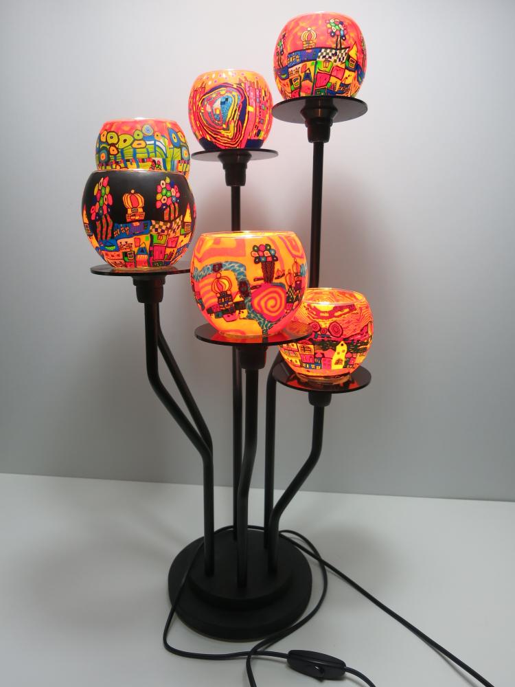 Lampe Leuchtglas Standleuchter Hunderteins Lichter, 6armig