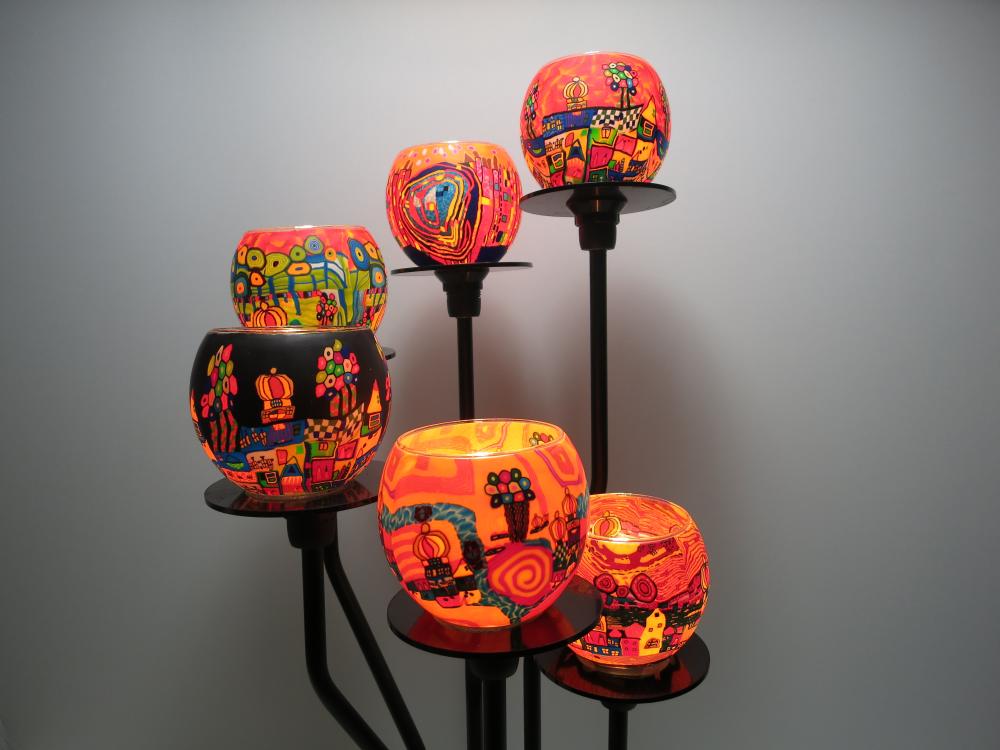 Lampe Leuchtglas Standleuchter Hunderteins Lichter, 6armig