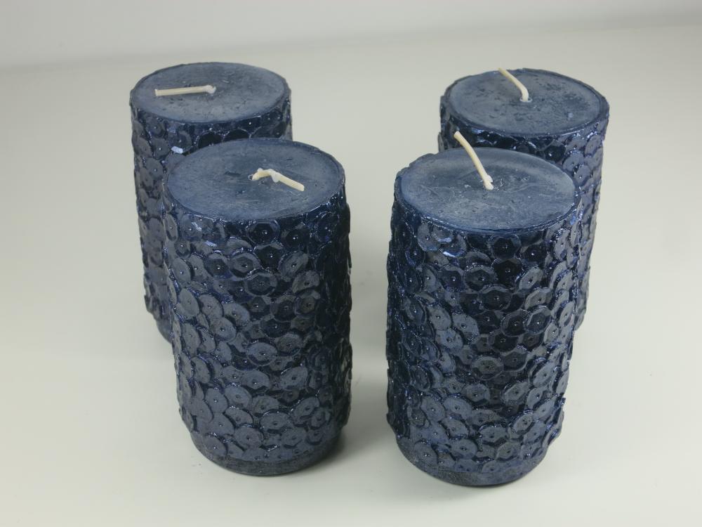 Kerze Safe Candle, Malia A, Stumpenkerze, tiefseeblau, Set 4 Stück, Größe 110/65 mm, Kerzen Wenzel