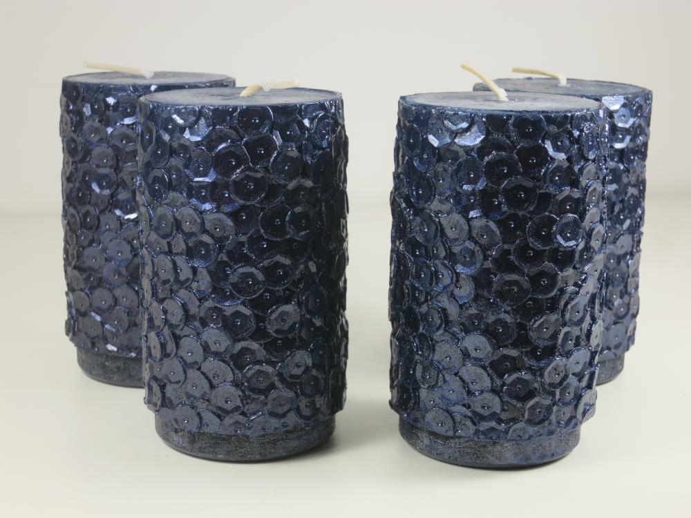 Kerze Safe Candle, Malia A, Stumpenkerze, tiefseeblau, Set 4 Stück, Größe 110/65 mm, Kerzen Wenzel