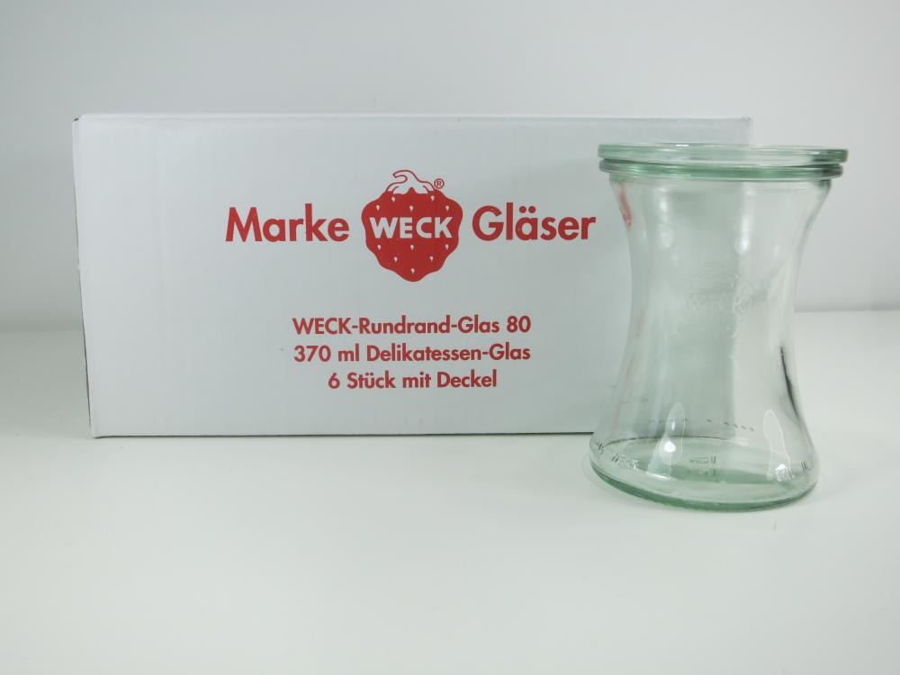 Glas für Delikatessen 370 ml mit Glasdeckel (6 St.), Weck Glas