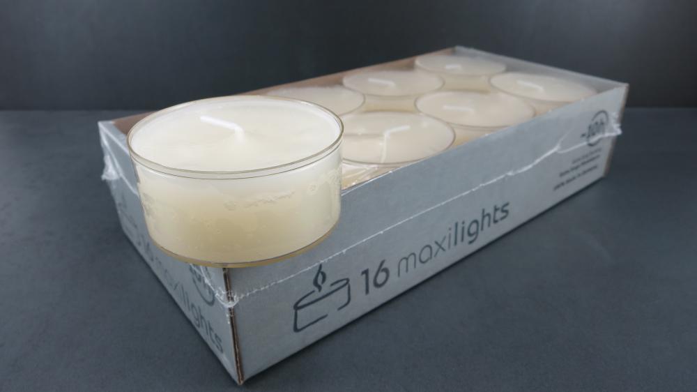 Teelicht MAXI lights, Fb. creme, Brenndauer 8-9 Std